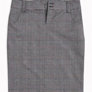 Gray Plaid Women's Pencil Skirt with Belt Loops